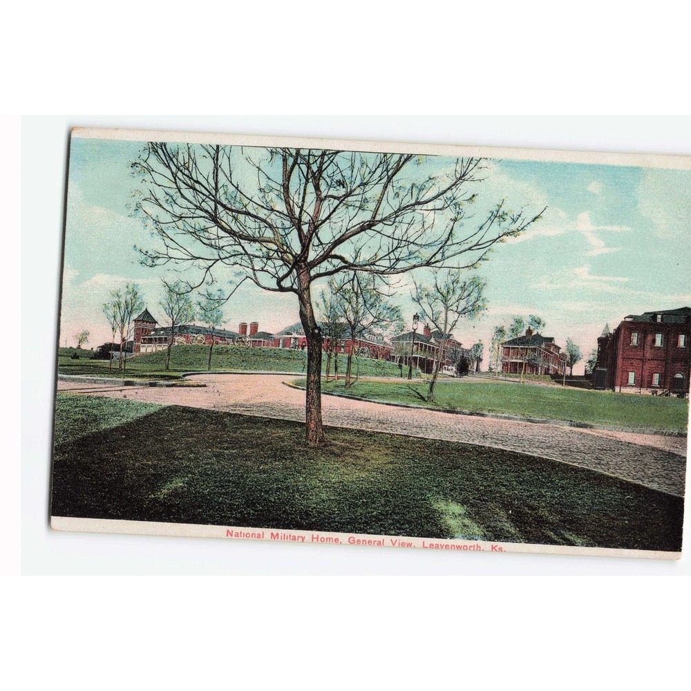 National Military Home General View Leavenworth KS Litho-Chrome Postcard